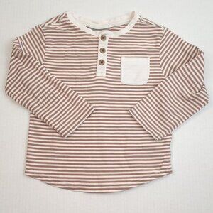 Jarvis Archer Tan White Striped Long Sleeve Crewneck Shirt